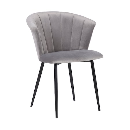 Armen Living Lulu Contemporary Dining Chair in Black Powder Coated Finish and Gray Velvet LCLUCHBLGREY